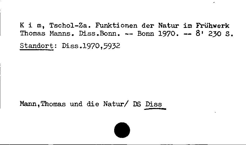 [Katalogkarte Dissertationenkatalog bis 1980]