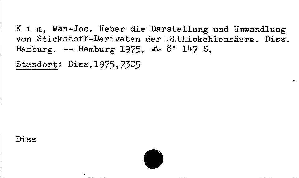 [Katalogkarte Dissertationenkatalog bis 1980]