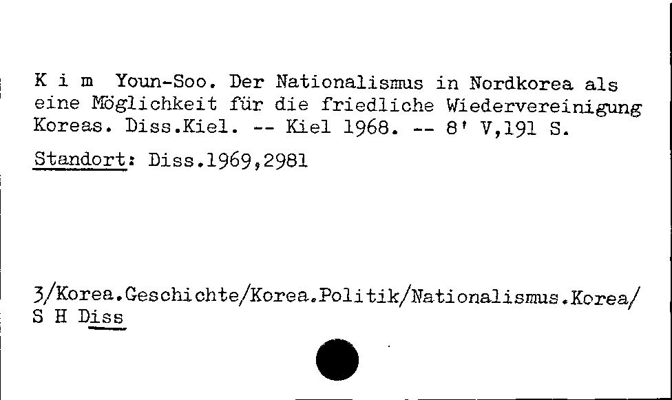 [Katalogkarte Dissertationenkatalog bis 1980]