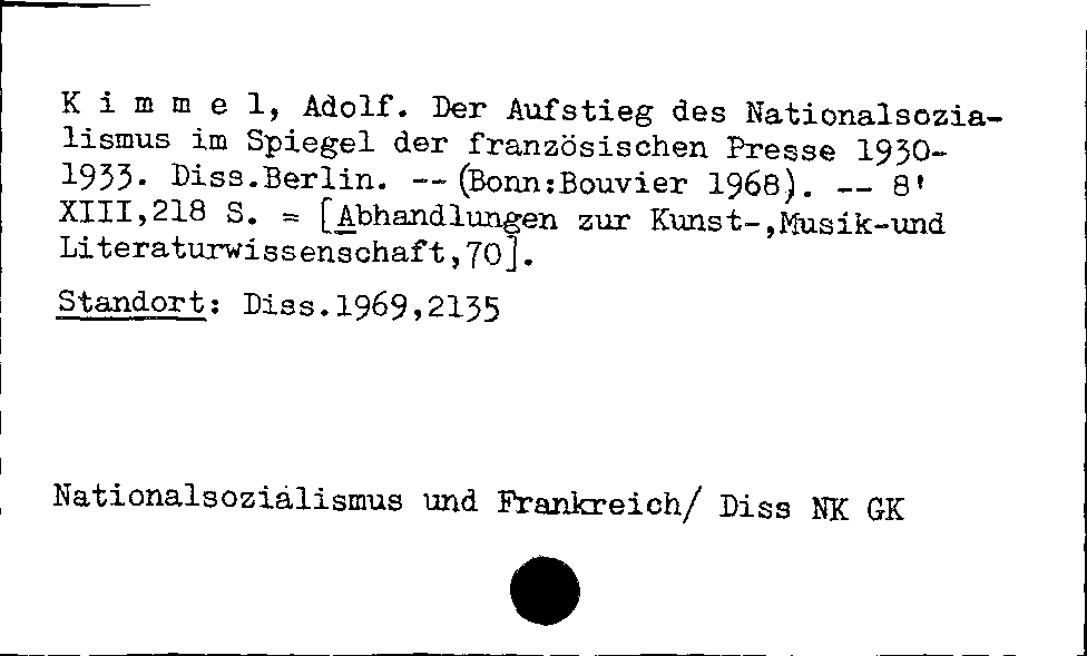 [Katalogkarte Dissertationenkatalog bis 1980]