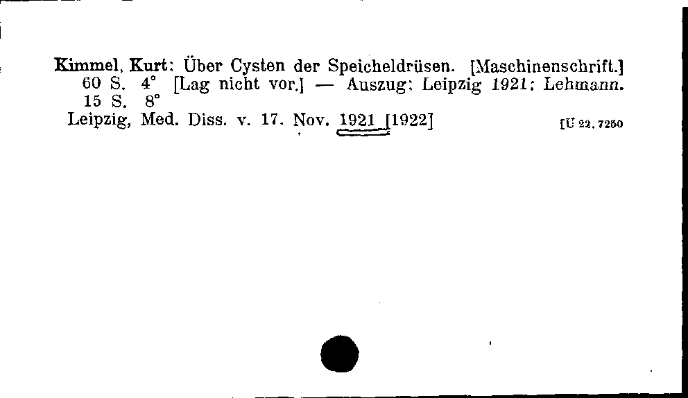 [Katalogkarte Dissertationenkatalog bis 1980]