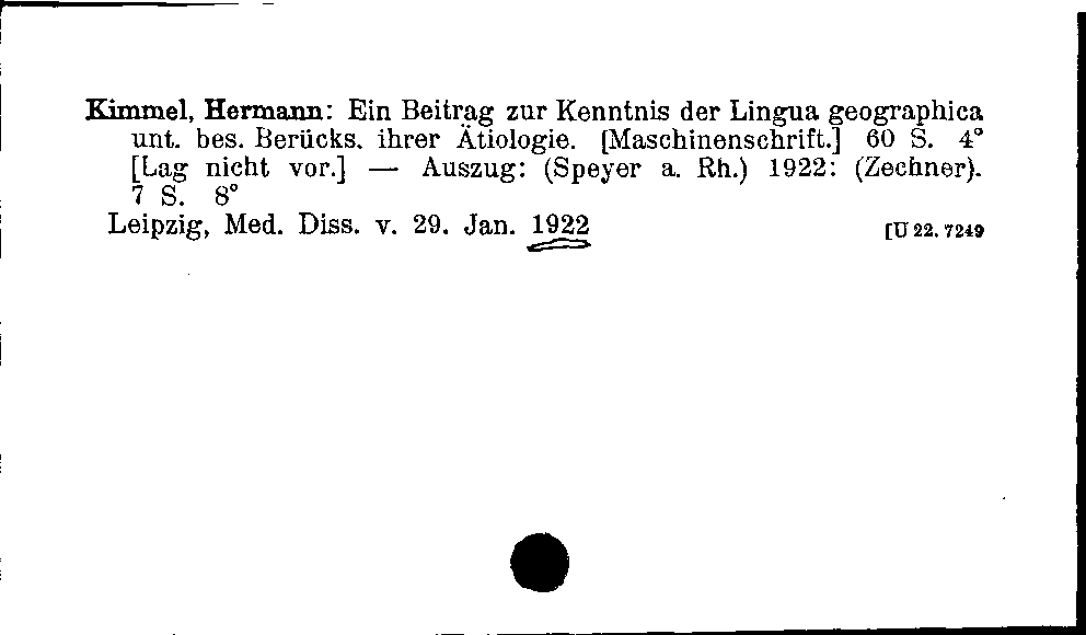 [Katalogkarte Dissertationenkatalog bis 1980]