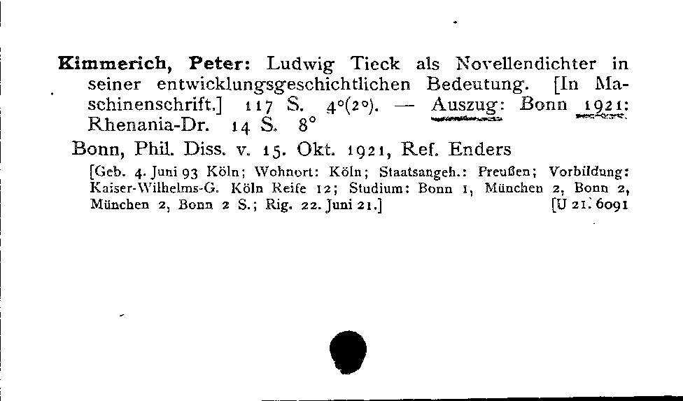 [Katalogkarte Dissertationenkatalog bis 1980]