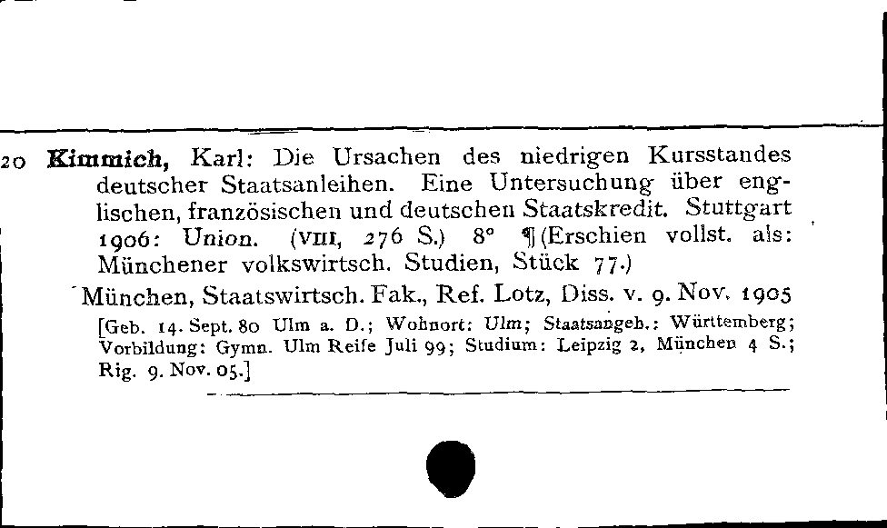 [Katalogkarte Dissertationenkatalog bis 1980]