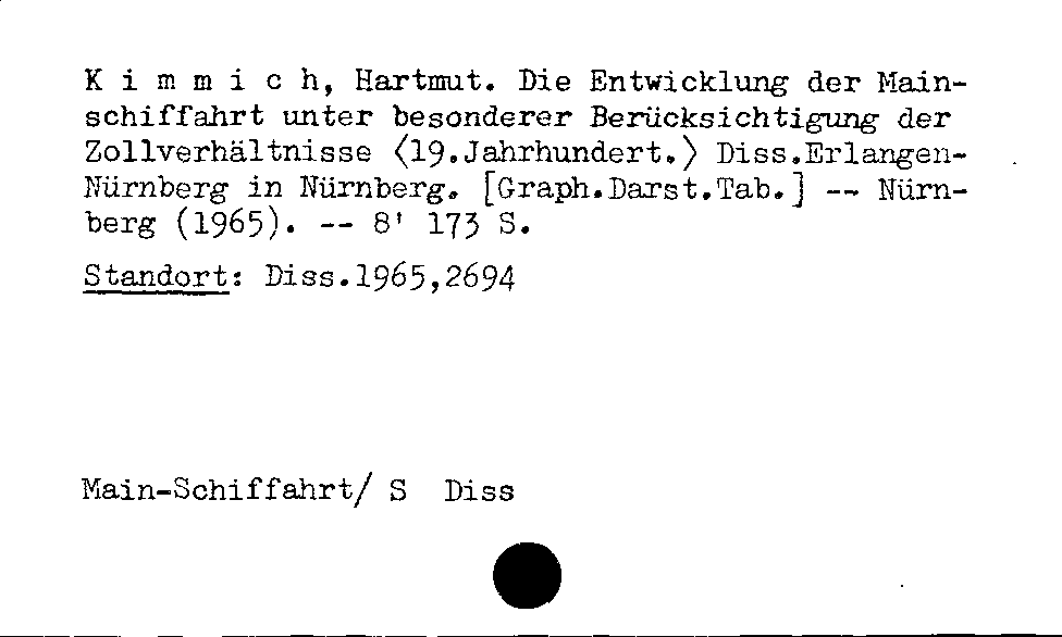 [Katalogkarte Dissertationenkatalog bis 1980]