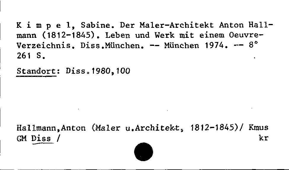 [Katalogkarte Dissertationenkatalog bis 1980]