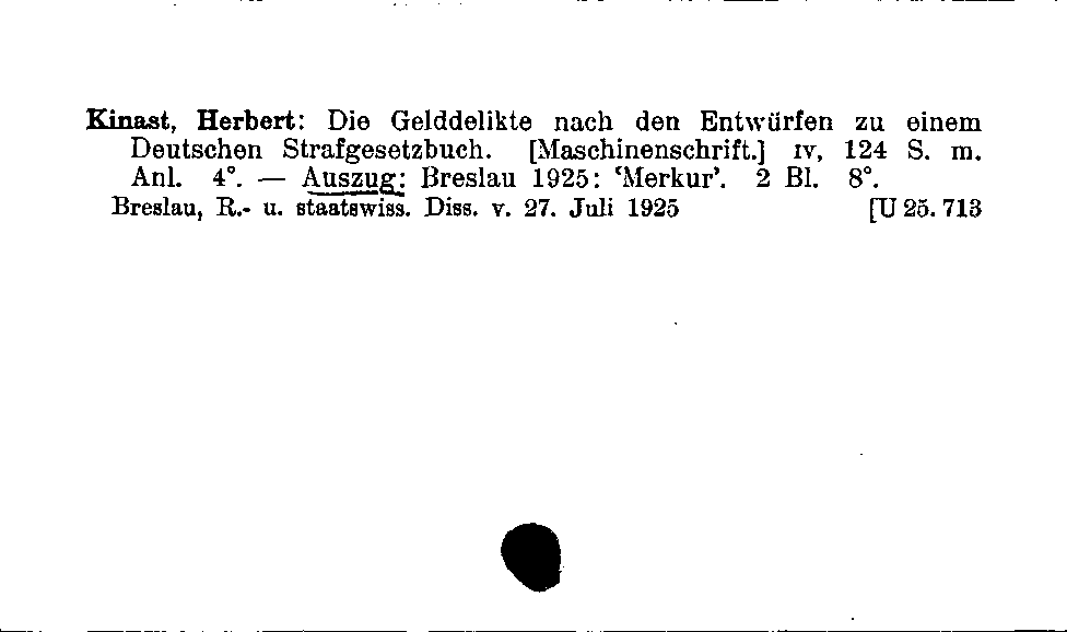 [Katalogkarte Dissertationenkatalog bis 1980]