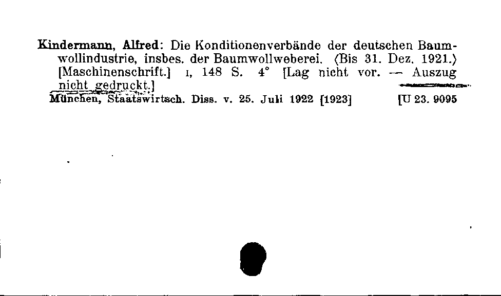 [Katalogkarte Dissertationenkatalog bis 1980]