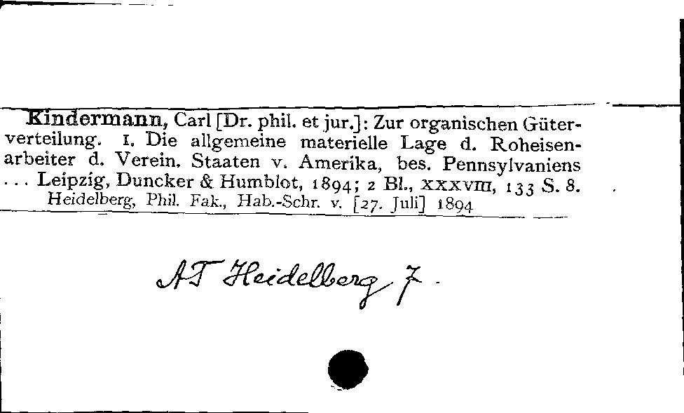 [Katalogkarte Dissertationenkatalog bis 1980]