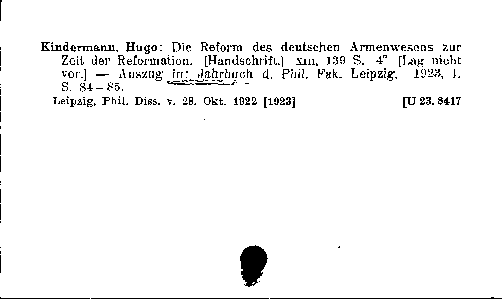 [Katalogkarte Dissertationenkatalog bis 1980]