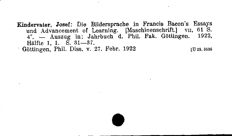 [Katalogkarte Dissertationenkatalog bis 1980]