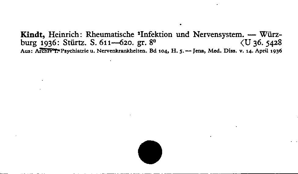 [Katalogkarte Dissertationenkatalog bis 1980]