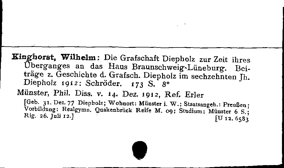 [Katalogkarte Dissertationenkatalog bis 1980]