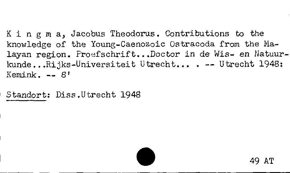 [Katalogkarte Dissertationenkatalog bis 1980]