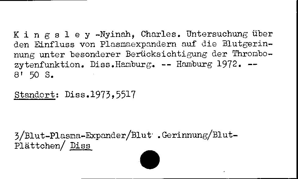 [Katalogkarte Dissertationenkatalog bis 1980]