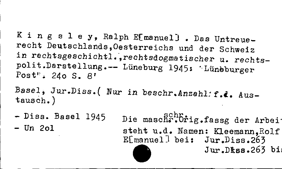 [Katalogkarte Dissertationenkatalog bis 1980]