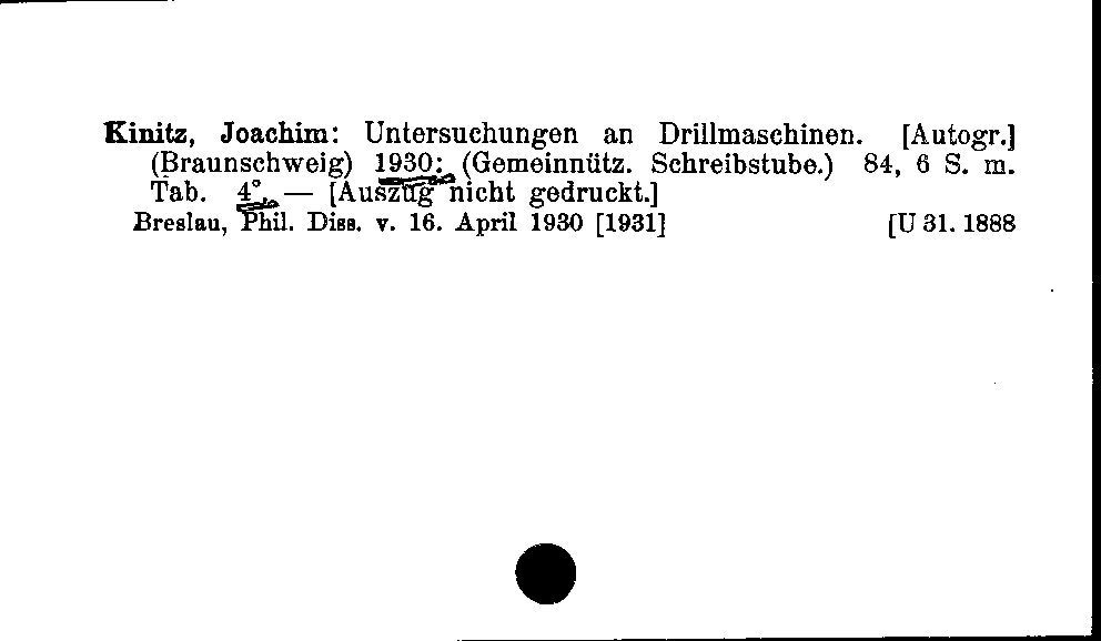 [Katalogkarte Dissertationenkatalog bis 1980]