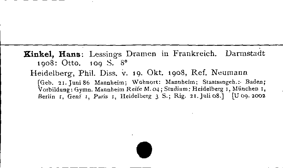 [Katalogkarte Dissertationenkatalog bis 1980]