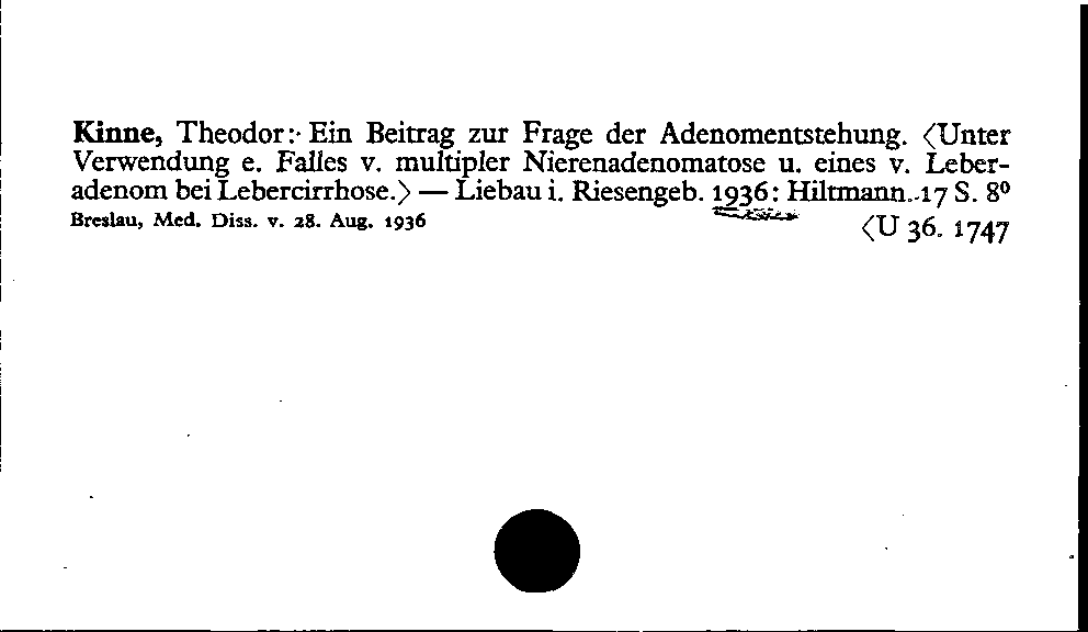 [Katalogkarte Dissertationenkatalog bis 1980]