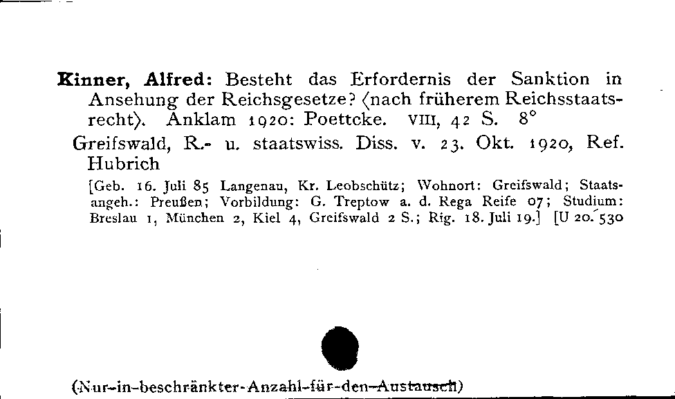 [Katalogkarte Dissertationenkatalog bis 1980]