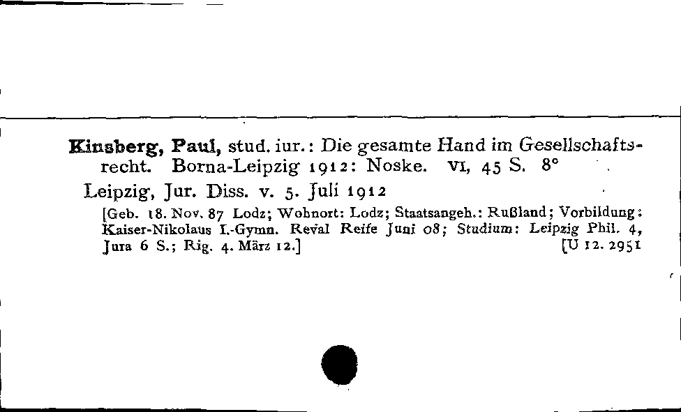 [Katalogkarte Dissertationenkatalog bis 1980]