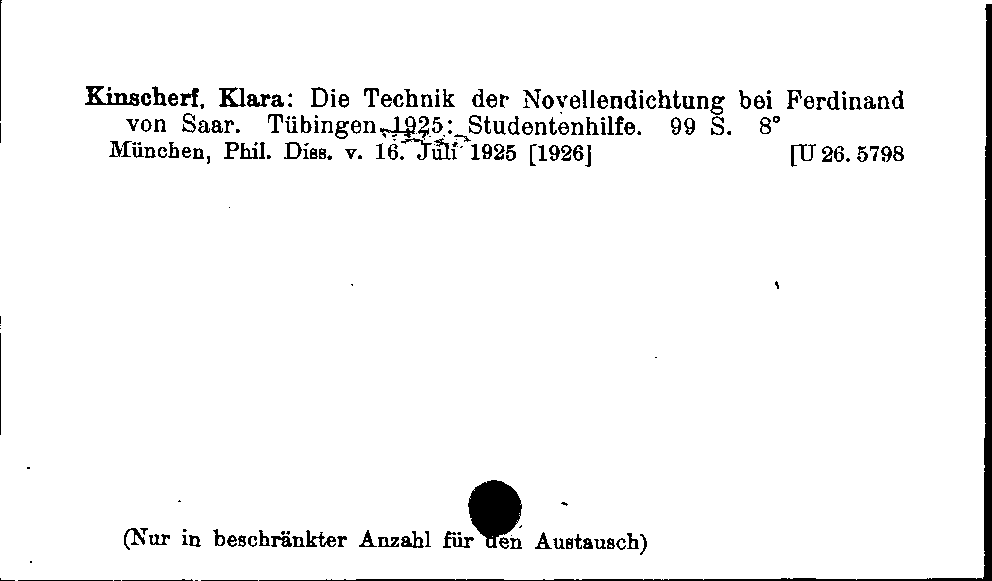 [Katalogkarte Dissertationenkatalog bis 1980]