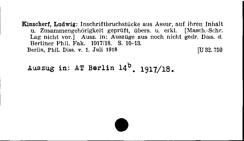 [Katalogkarte Dissertationenkatalog bis 1980]