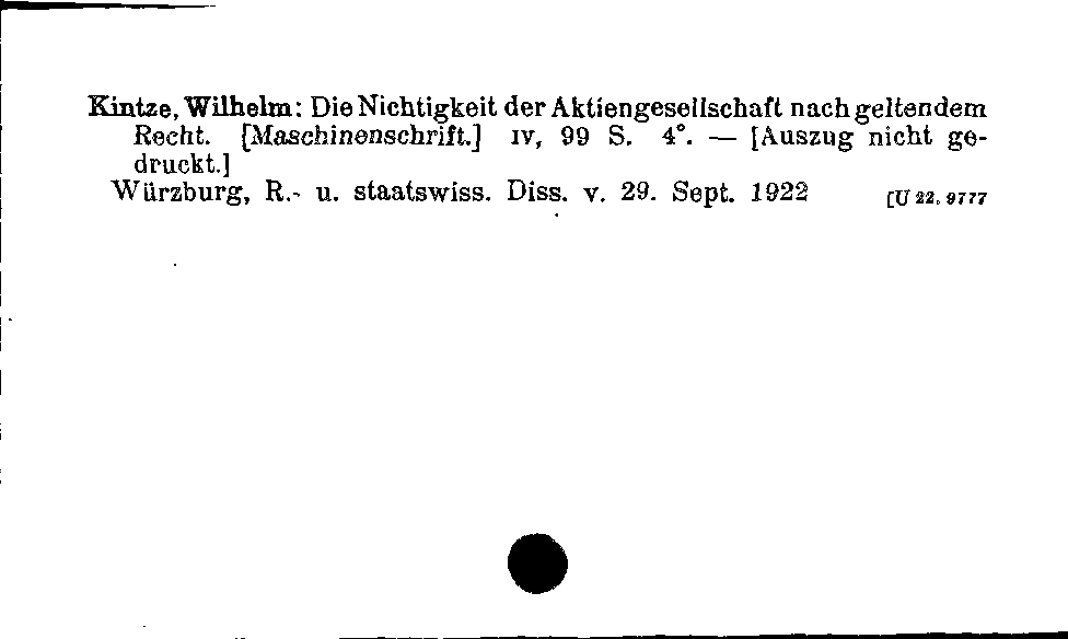 [Katalogkarte Dissertationenkatalog bis 1980]