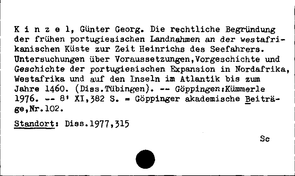 [Katalogkarte Dissertationenkatalog bis 1980]