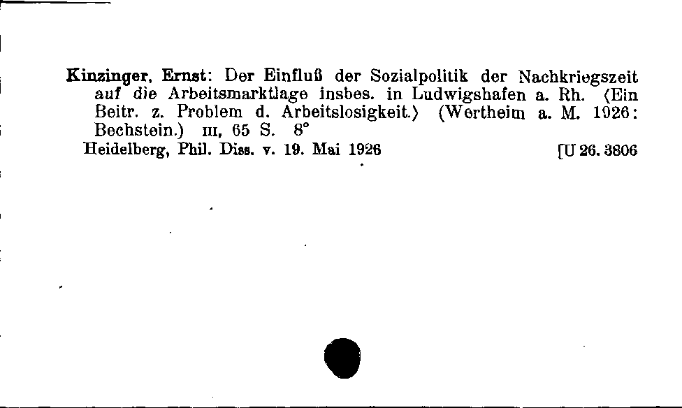 [Katalogkarte Dissertationenkatalog bis 1980]