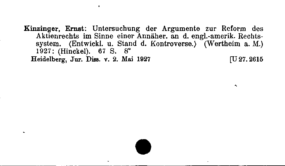 [Katalogkarte Dissertationenkatalog bis 1980]