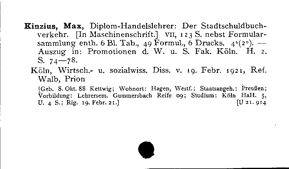 [Katalogkarte Dissertationenkatalog bis 1980]