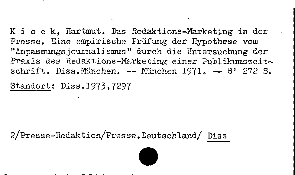 [Katalogkarte Dissertationenkatalog bis 1980]