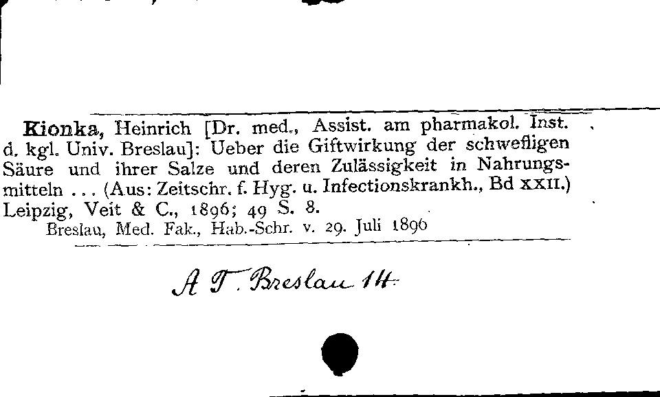 [Katalogkarte Dissertationenkatalog bis 1980]