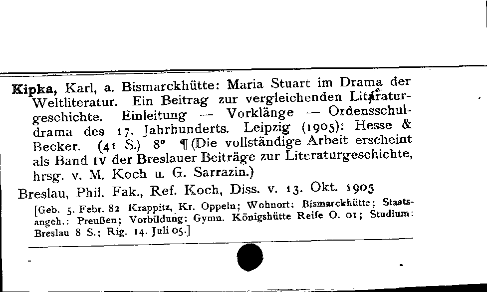 [Katalogkarte Dissertationenkatalog bis 1980]