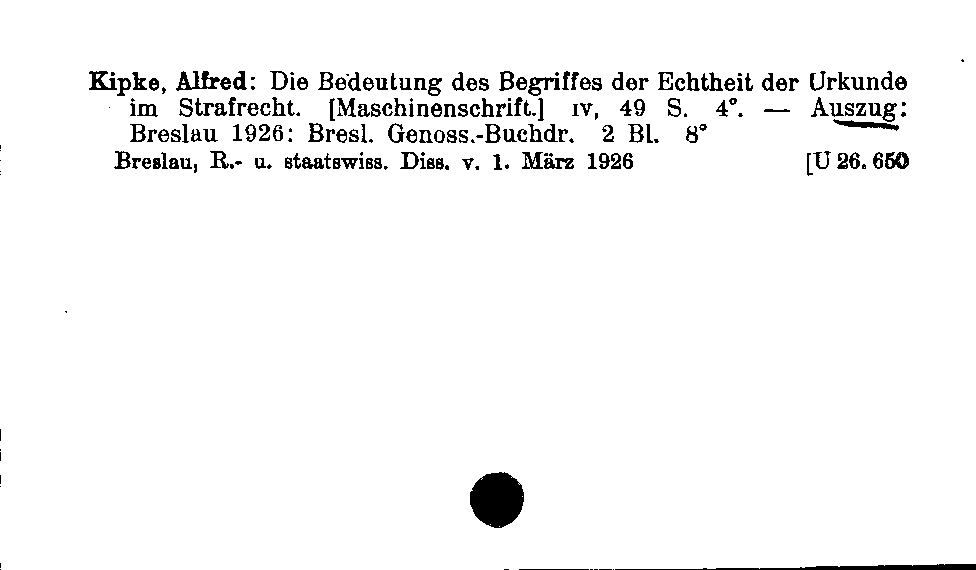 [Katalogkarte Dissertationenkatalog bis 1980]