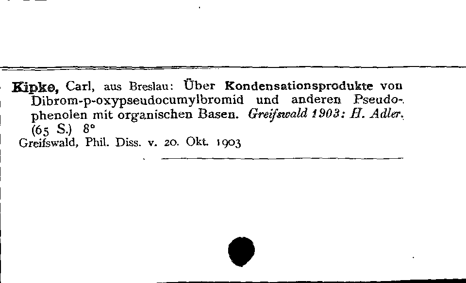 [Katalogkarte Dissertationenkatalog bis 1980]