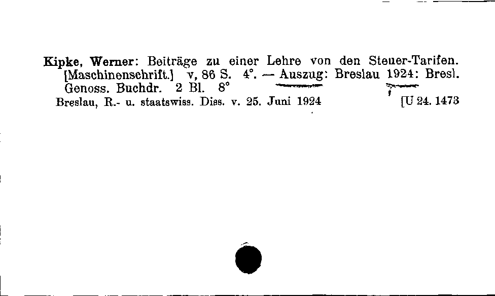 [Katalogkarte Dissertationenkatalog bis 1980]