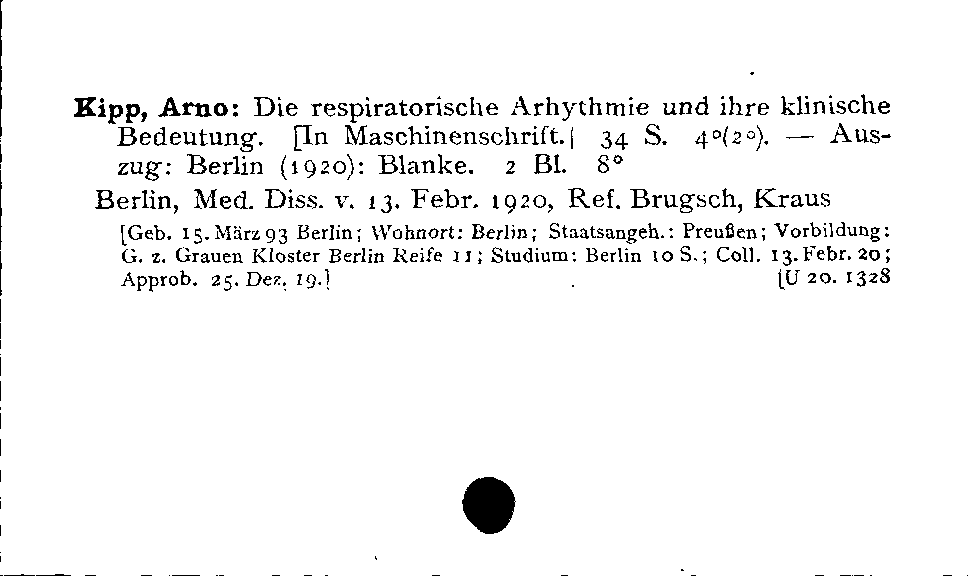 [Katalogkarte Dissertationenkatalog bis 1980]