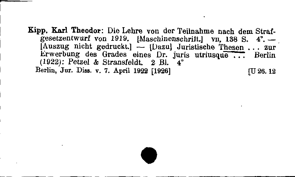 [Katalogkarte Dissertationenkatalog bis 1980]