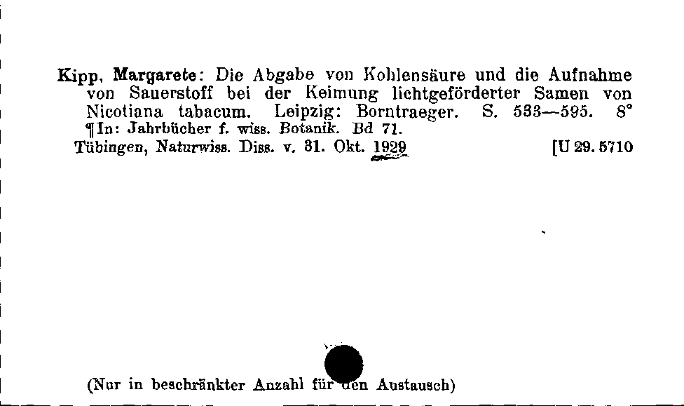 [Katalogkarte Dissertationenkatalog bis 1980]