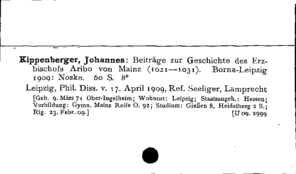 [Katalogkarte Dissertationenkatalog bis 1980]