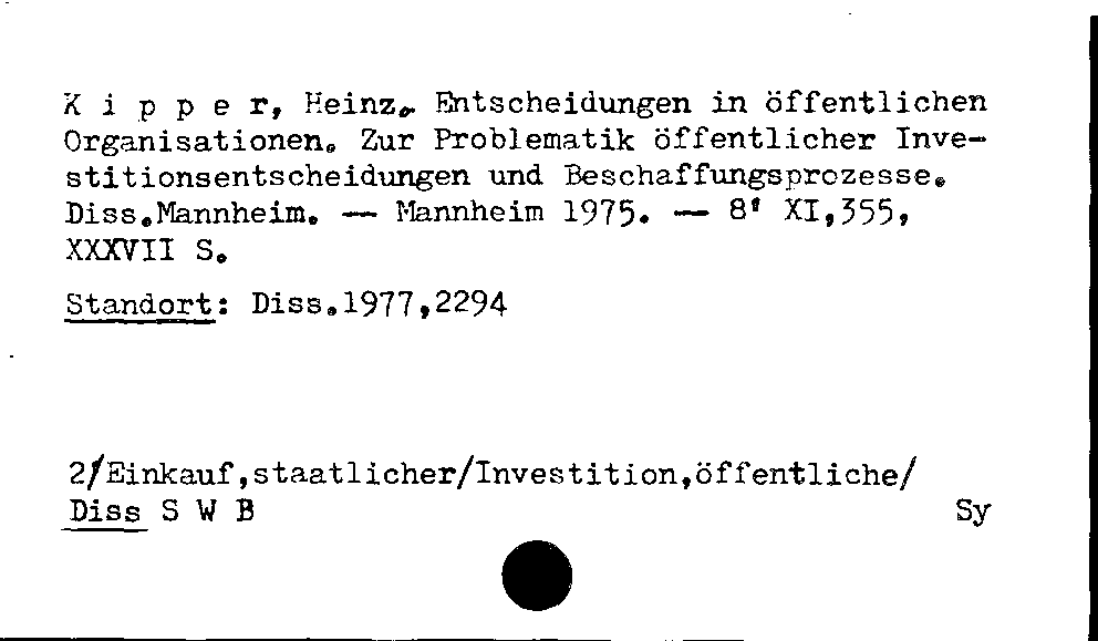 [Katalogkarte Dissertationenkatalog bis 1980]