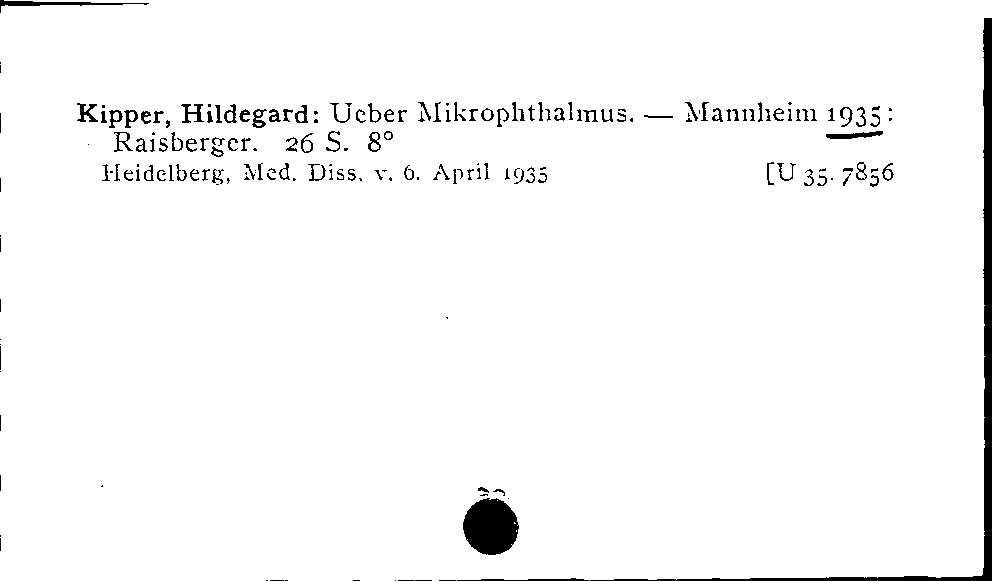 [Katalogkarte Dissertationenkatalog bis 1980]