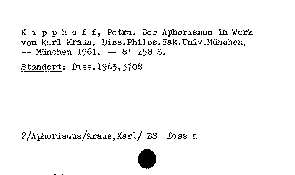 [Katalogkarte Dissertationenkatalog bis 1980]