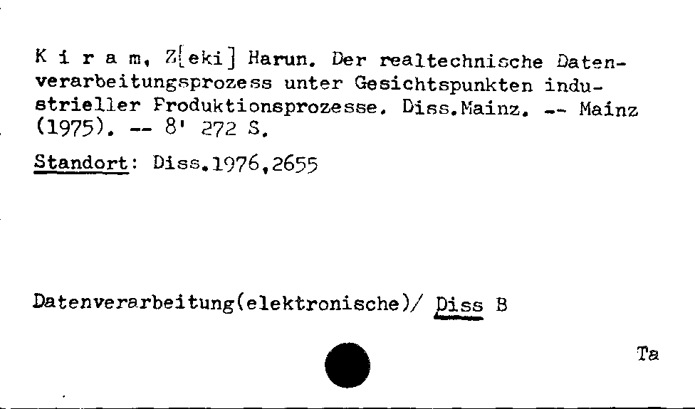 [Katalogkarte Dissertationenkatalog bis 1980]