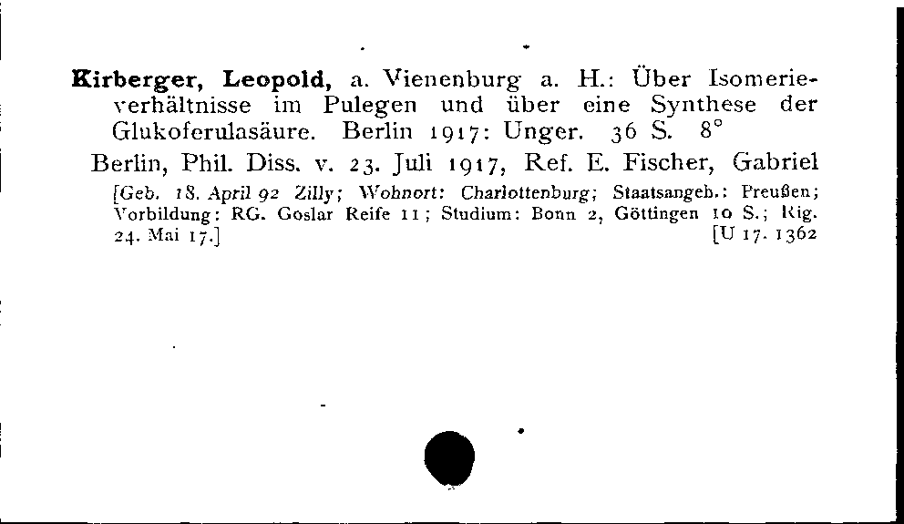 [Katalogkarte Dissertationenkatalog bis 1980]