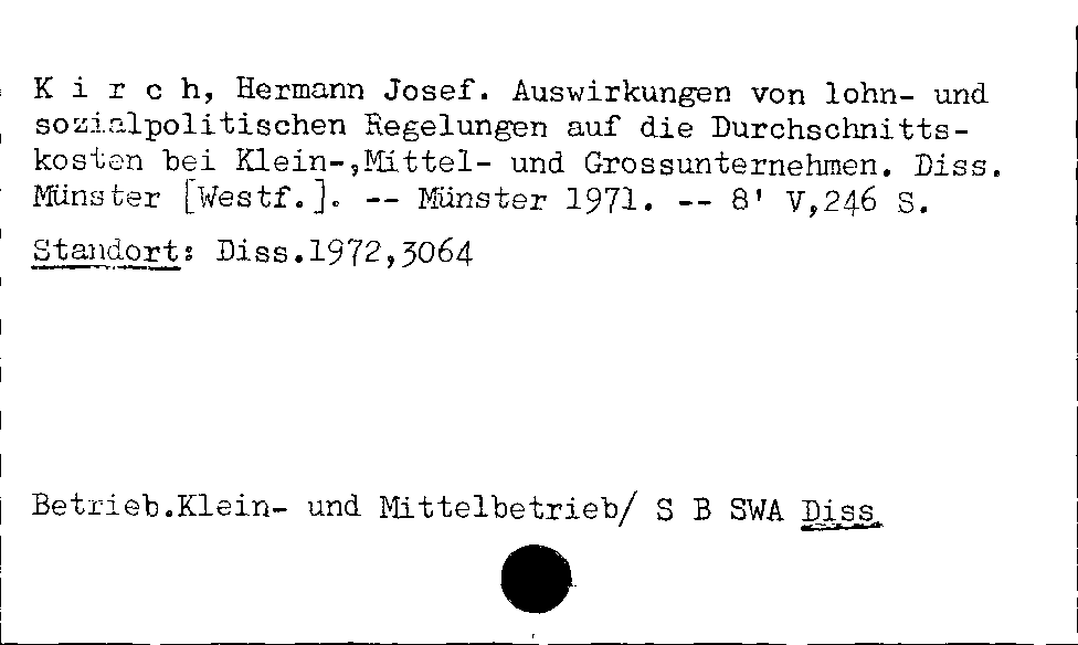 [Katalogkarte Dissertationenkatalog bis 1980]