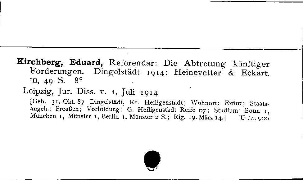 [Katalogkarte Dissertationenkatalog bis 1980]