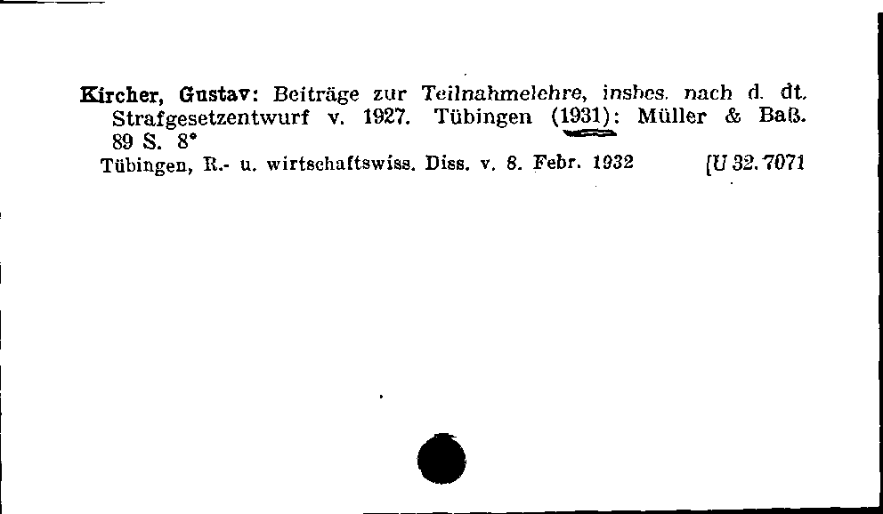 [Katalogkarte Dissertationenkatalog bis 1980]